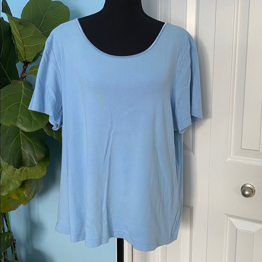 J.Jill 2X Light Blue Short Sleeve Compassion Tee